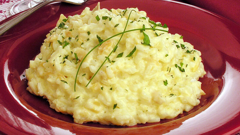 Risoto de bacalhau servindo 12 pessoas